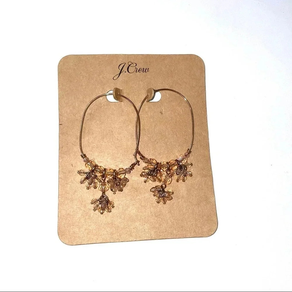 J Crew Rose Gold Beaded Hoop Earrings